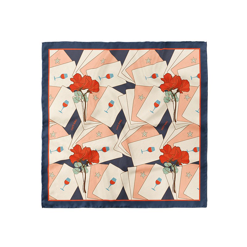 Sciarpa quadrata in seta di gelso 100% di alta qualità - Motivo a fiori da poker 30"x30"