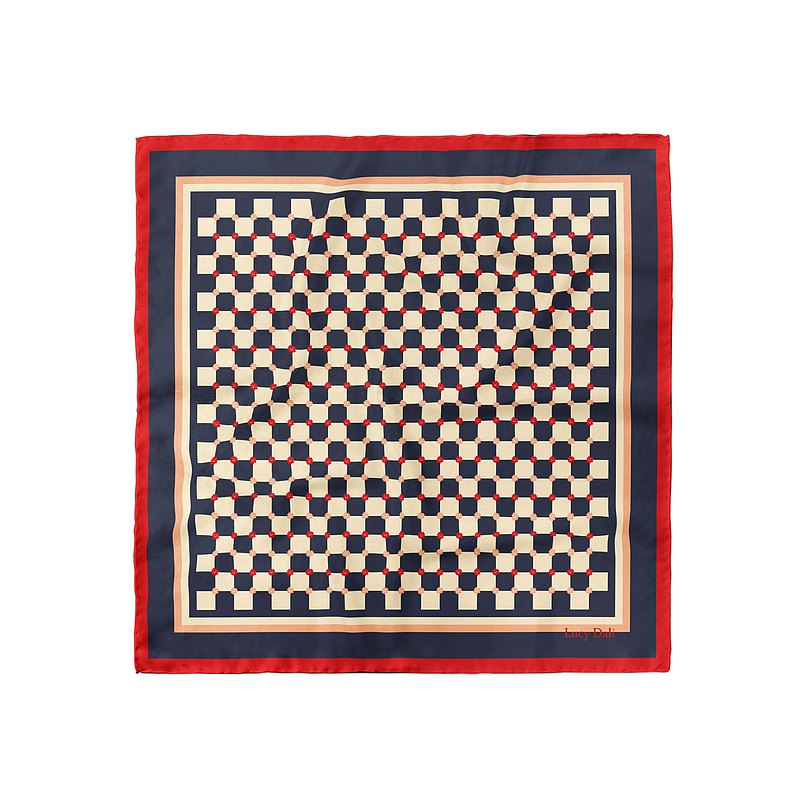 Premium 100% Mulberry Silk Square Scarf - Chessboard Pattern 30"x30"