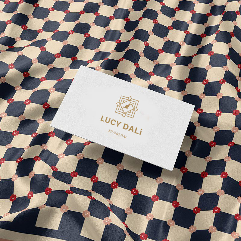 Premium 100% Mulberry Silk Square Scarf - Chessboard Pattern 30"x30"