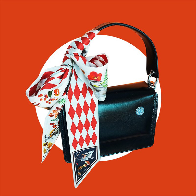 Premium 100% Mulberry Silk Skinny Scarf - Rabbit Forest Pattern