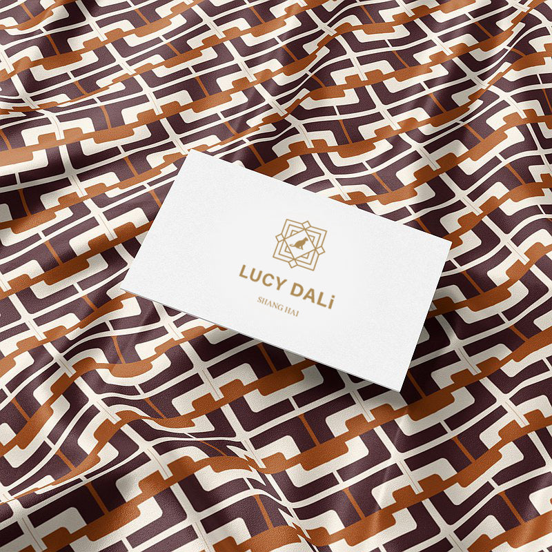 Premium 100% Mulberry Silk Square Scarf - Chocolate chain Pattern 30"x30"