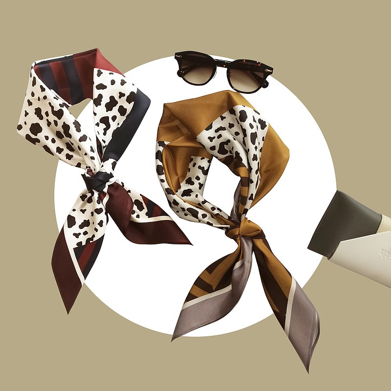 Premium 100% Mulberry Silk Square Scarf - Geometric animal Pattern 30"x30"
