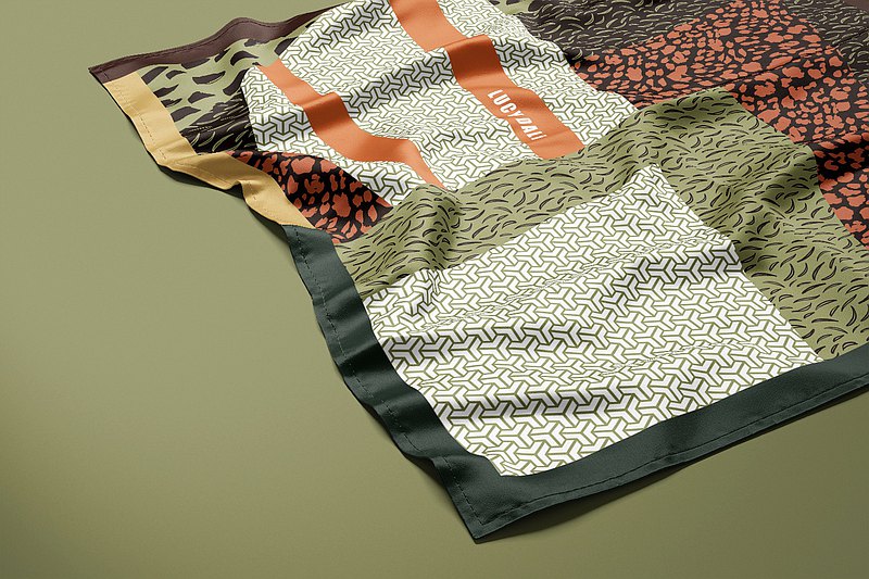 Premium 100% Mulberry Silk Square Scarf - Geometric animal Pattern 30"x30"