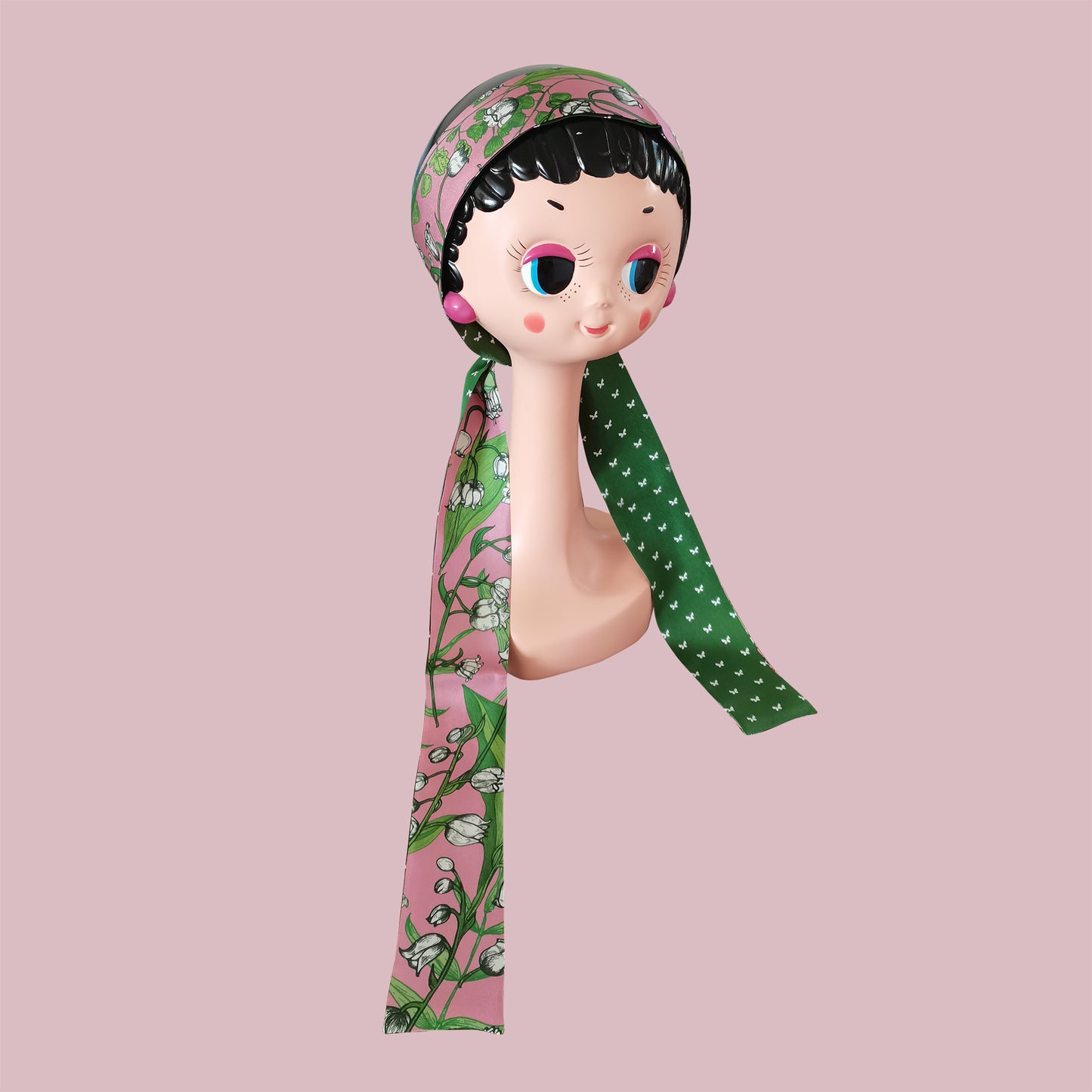 Foulard fin 100 % soie de mûrier de qualité supérieure - Motif papillon et fleurs