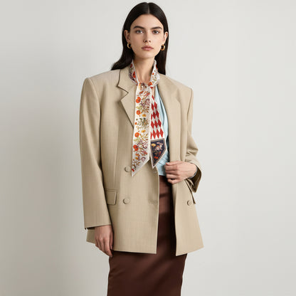 Premium 100% Mulberry Silk Skinny Scarf - Rabbit Forest Pattern