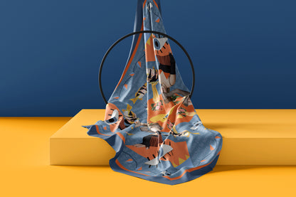 Foulard carré 100 % soie de mûrier de qualité supérieure - Motif 76 x 76 cm