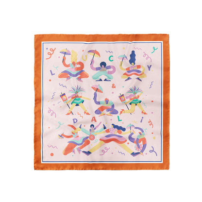 Foulard carré 100 % soie de mûrier de qualité supérieure - Motif danse 76 x 76 cm