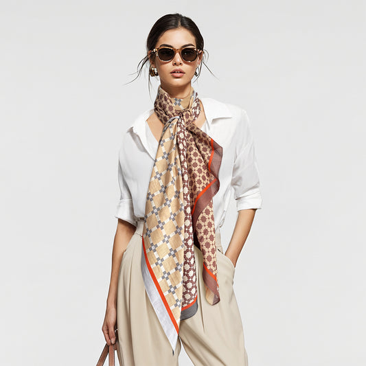 Silk Cotton Summer Lightweight Beach Pareo Sarong Scarf Shawl Wrap Geometric Patchwork Design