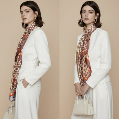 Silk-Cotton Oversized Scarf Shawl – Geometric Pattern, All-Season Wrap