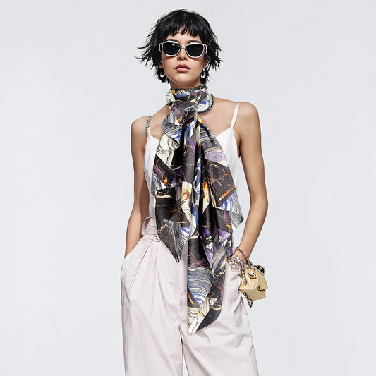 Silk Cotton Summer Lightweight Beach Pareo Sarong Scarf Shawl Wrap Abstract Art Print