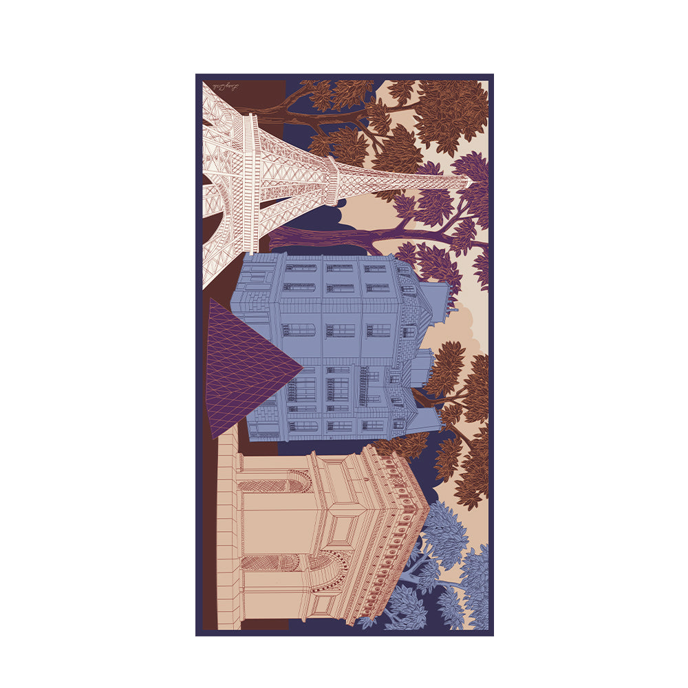 Silk Cotton Summer Lightweight Beach Pareo Sarong Scarf Shawl Wrap Paris Architecture