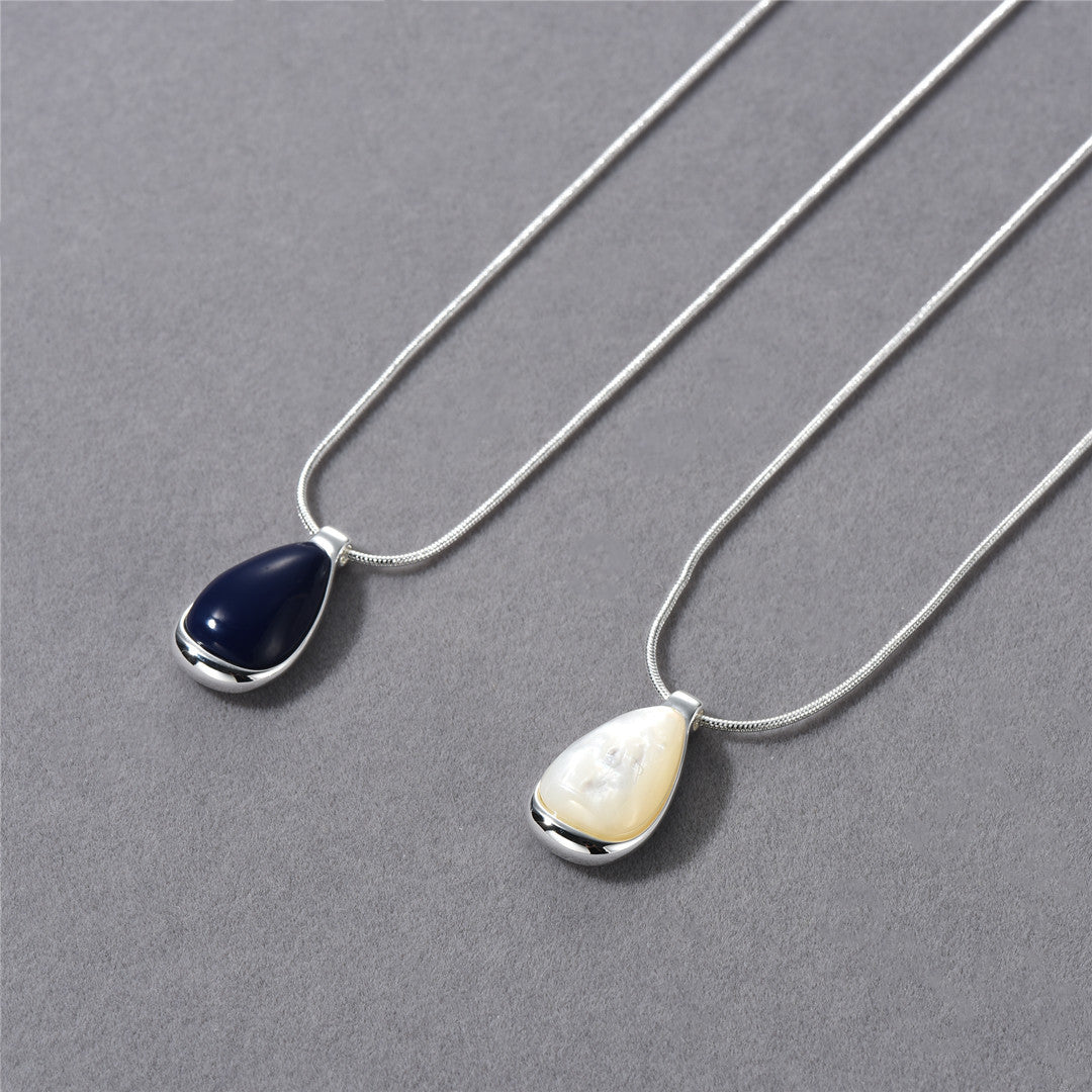 Blue White Stone Pendant Necklace