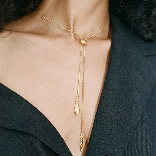 18K Gold Long Thread Necklace