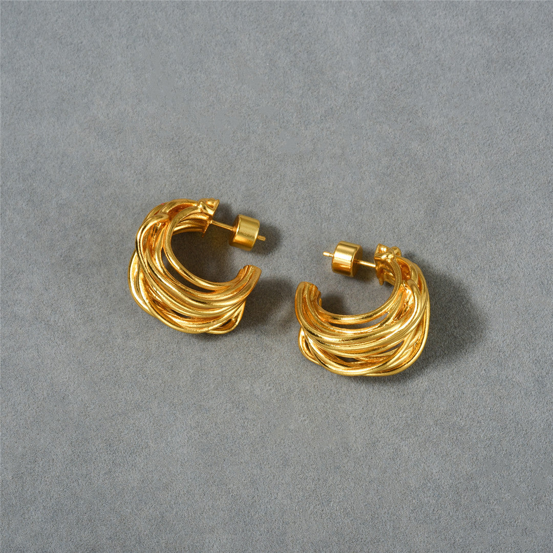 18K Gold Hoop Lines Earrings