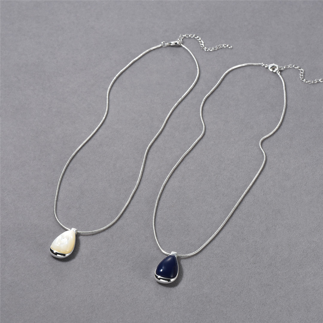 Blue White Stone Pendant Necklace