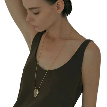 Brass 18K Gold-Plated Natural Stone Pendant Necklace