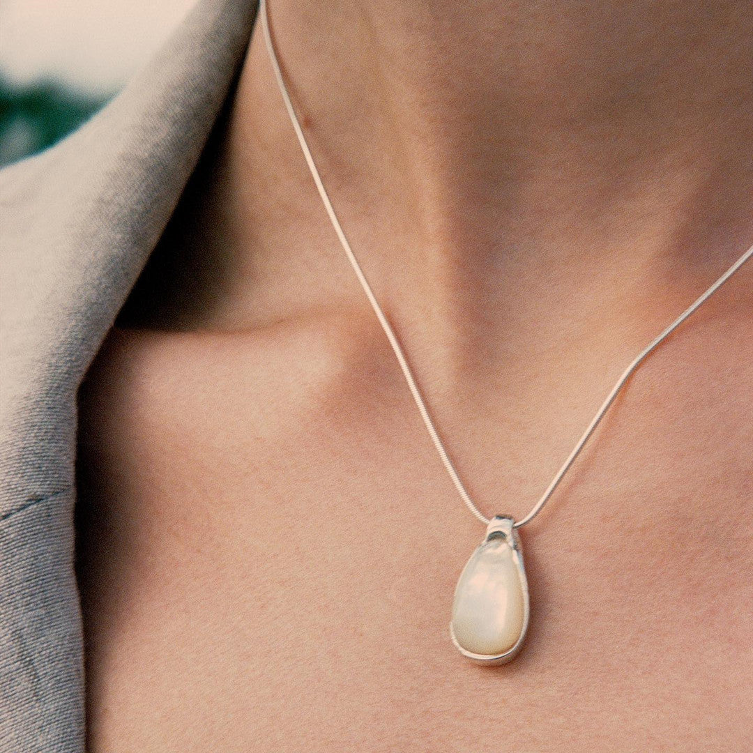 Blue White Stone Pendant Necklace