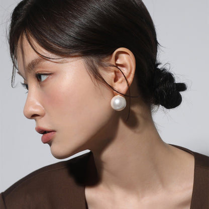 18K Gold Big Pearl Earrings