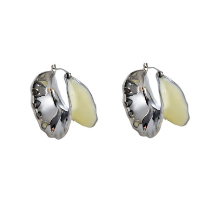 Circle Platinum Plated Brass  Enamel  Earrings