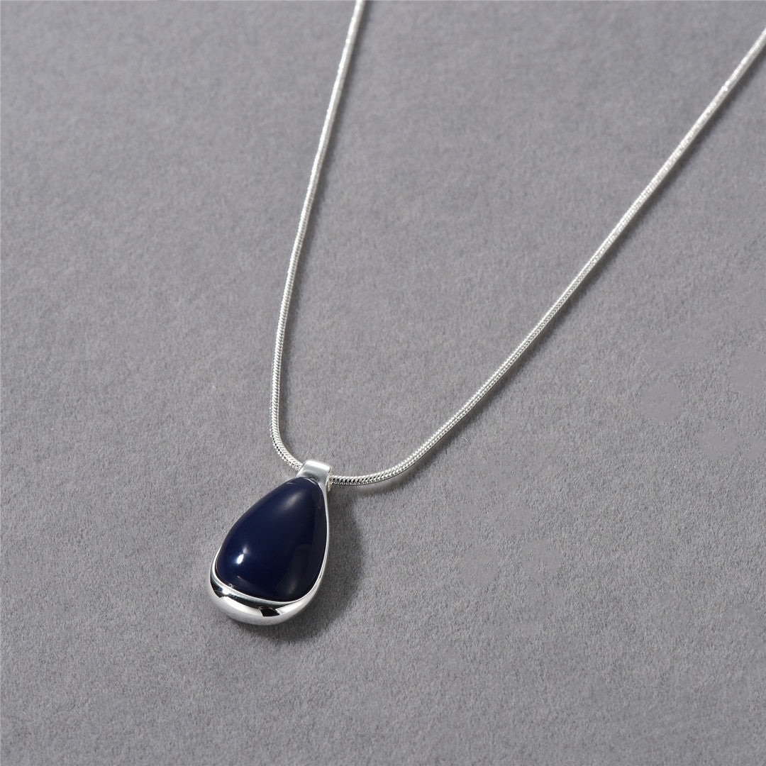 Blue White Stone Pendant Necklace