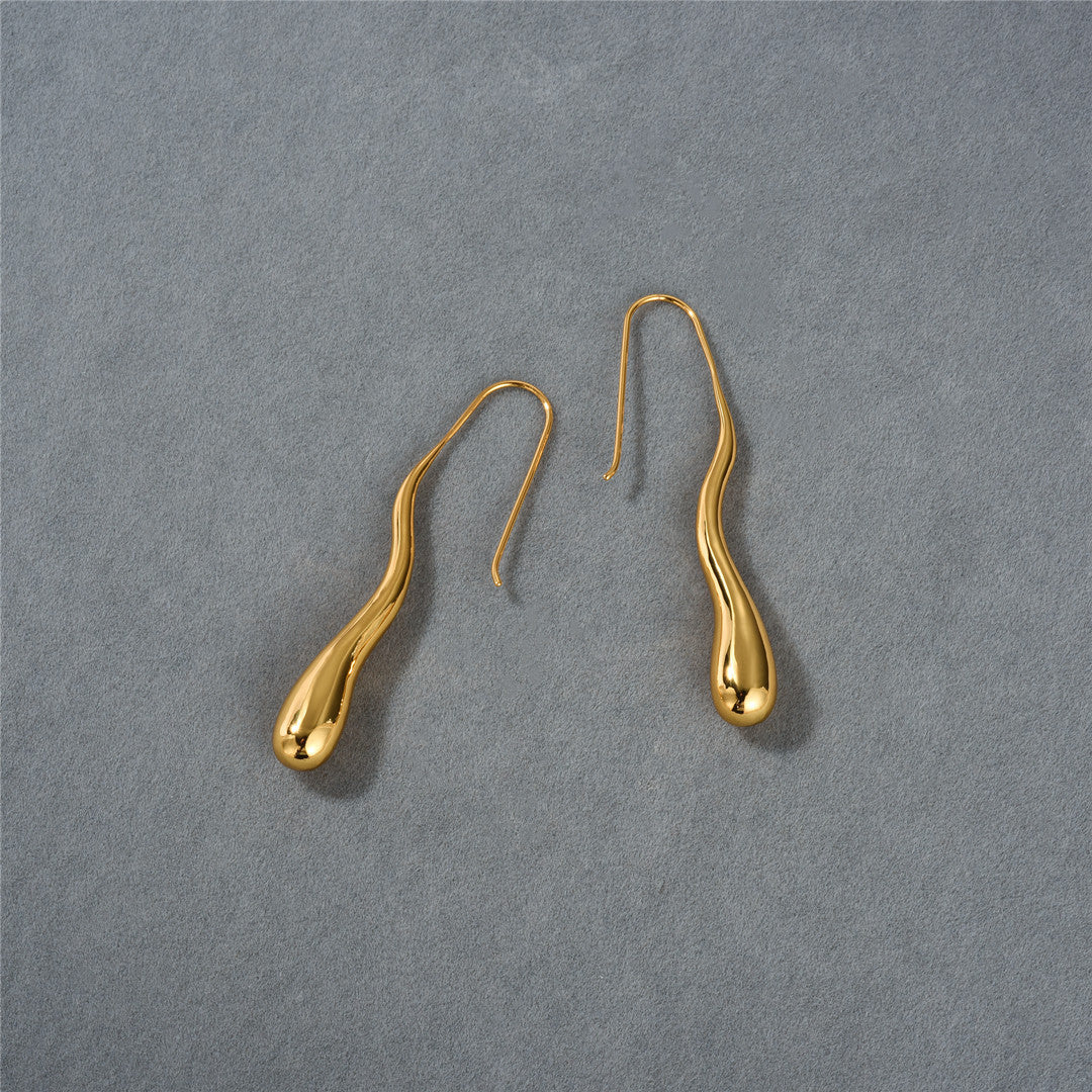 18K Gold Long Waterdrop Earrings