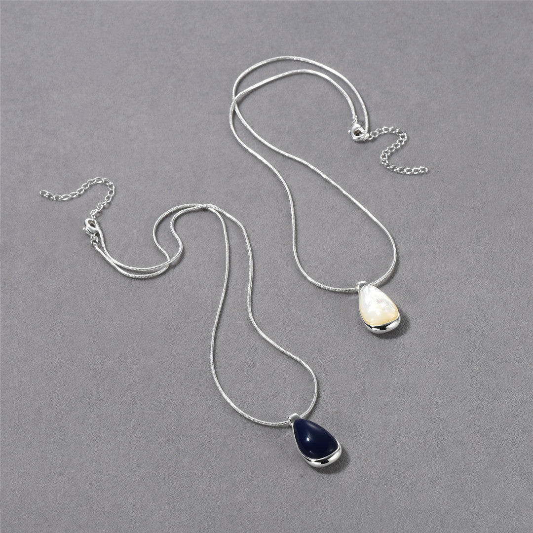 Blue White Stone Pendant Necklace