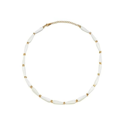 18K Gold White Stone Necklace