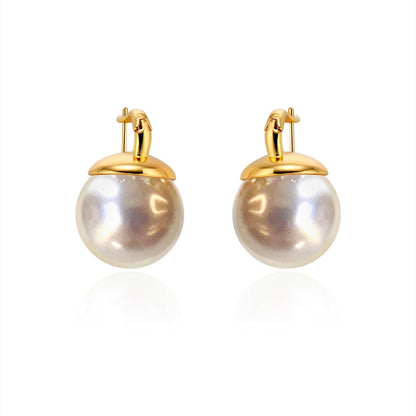 18K Gold Big Pearl Earrings
