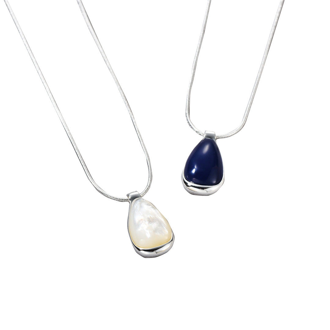 Blue White Stone Pendant Necklace