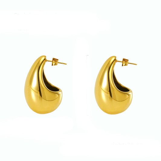 Boucles d'oreilles goutte d'eau en or 18 carats et tige en argent sterling 925