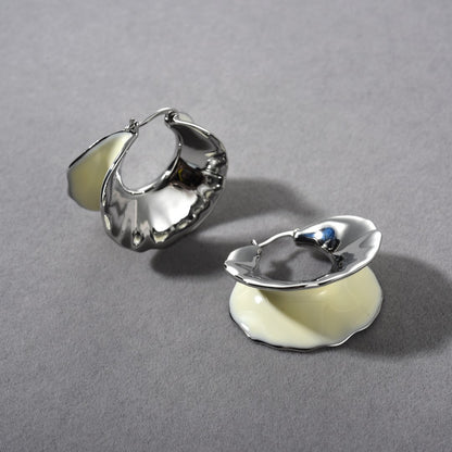 Circle Platinum Plated Brass  Enamel  Earrings
