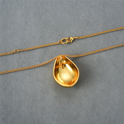 18K Gold Elliptical pendant Necklace