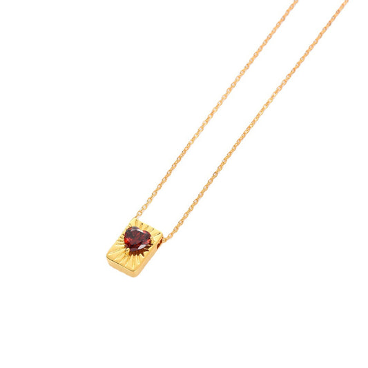 18K Gold Red Heart-shaped Necklace