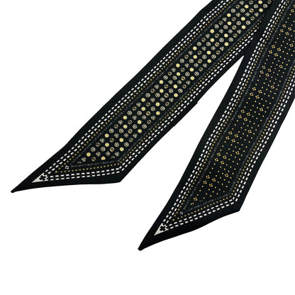 Premium 100% Mulberry Silk Skinny Scarf - Black Gold
