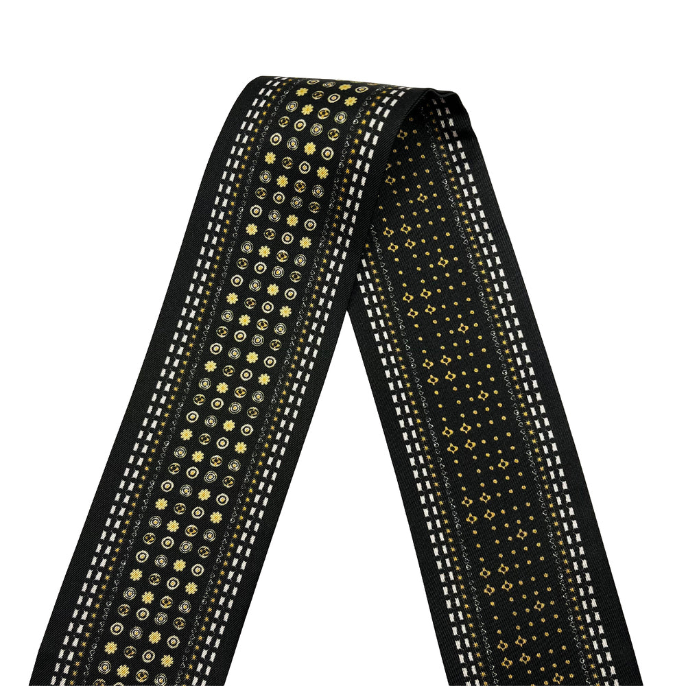 Premium 100% Mulberry Silk Skinny Scarf - Black Gold