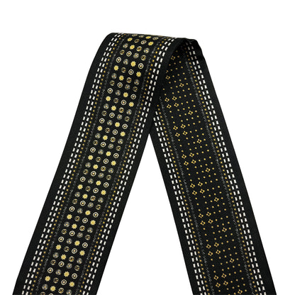 Premium 100% Mulberry Silk Skinny Scarf - Black Gold
