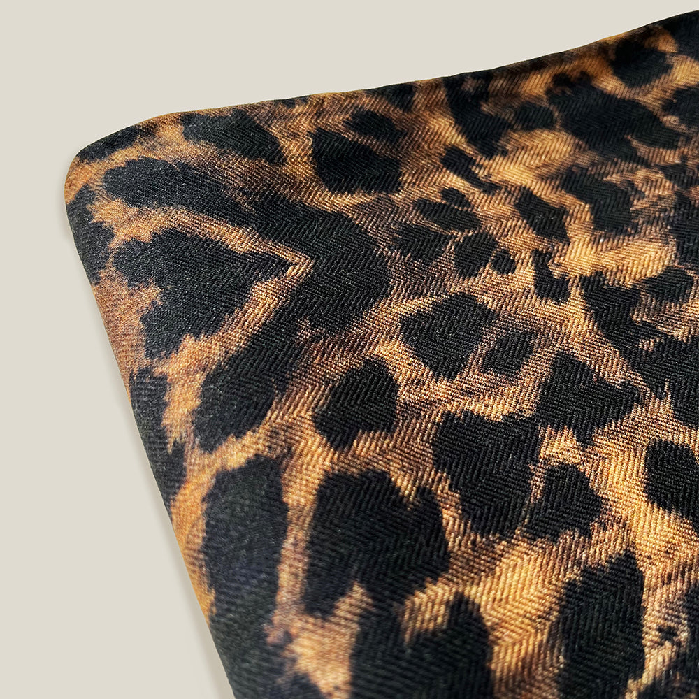 Silk Wool Scarf 30% Silk 70% Wool 60x185cm Leopard Print