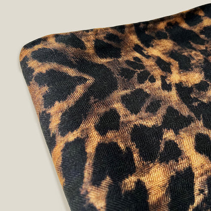 Silk Wool Scarf 30% Silk 70% Wool 60x185cm Leopard Print