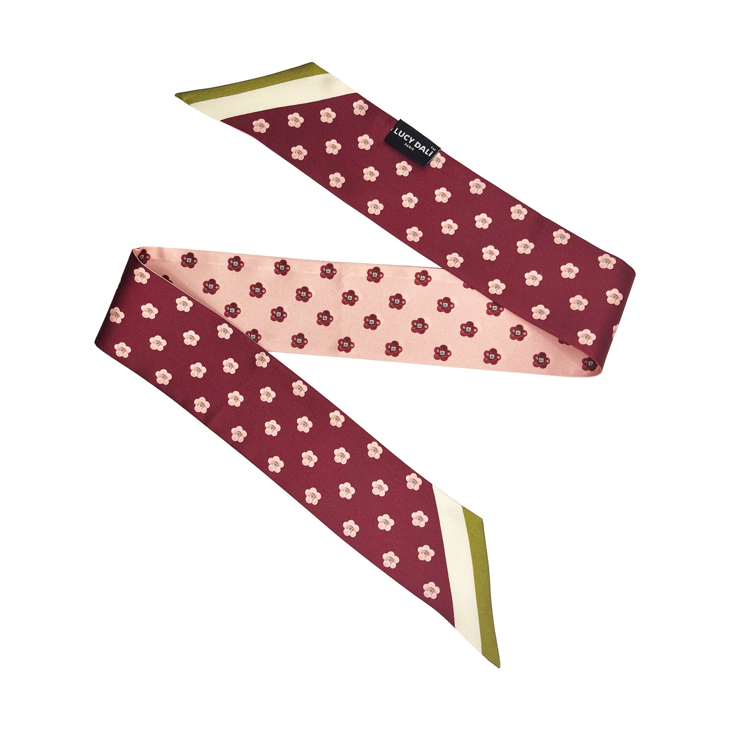 Premium 100% Mulberry Silk Skinny Scarf - Pois de Fleurs
