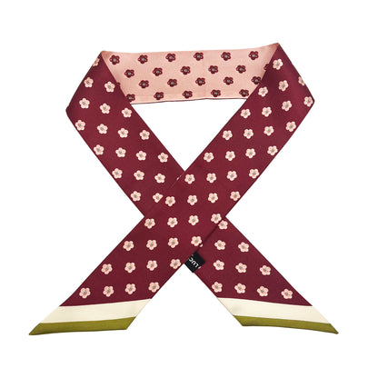 Premium 100% Mulberry Silk Skinny Scarf - Pois de Fleurs