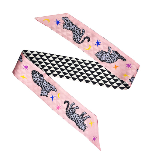 Premium 100% Mulberry Silk Skinny Scarf - Tiger Dream