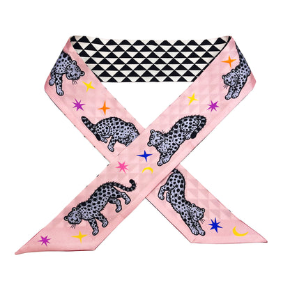 Premium 100% Mulberry Silk Skinny Scarf - Tiger Dream