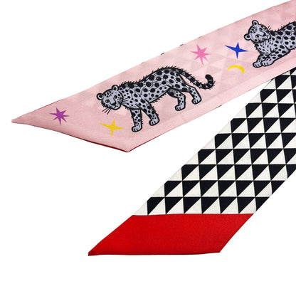 Premium 100% Mulberry Silk Skinny Scarf - Tiger Dream