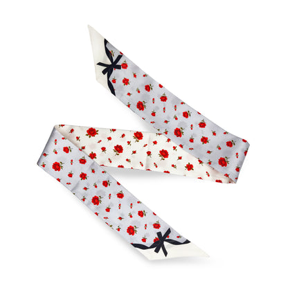 Premium 100% Mulberry Silk Skinny Scarf - Rubans et Roses
