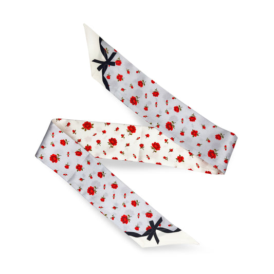 Premium 100% Mulberry Silk Skinny Scarf - Rubans et Roses