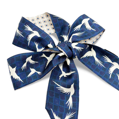 Premium 100% Mulberry Silk Skinny Scarf - Flying Birds