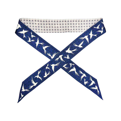Premium 100% Mulberry Silk Skinny Scarf - Flying Birds