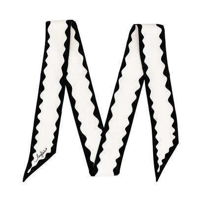 Foulard fin 100 % soie de mûrier de qualité supérieure - Motif chat et fleur rose