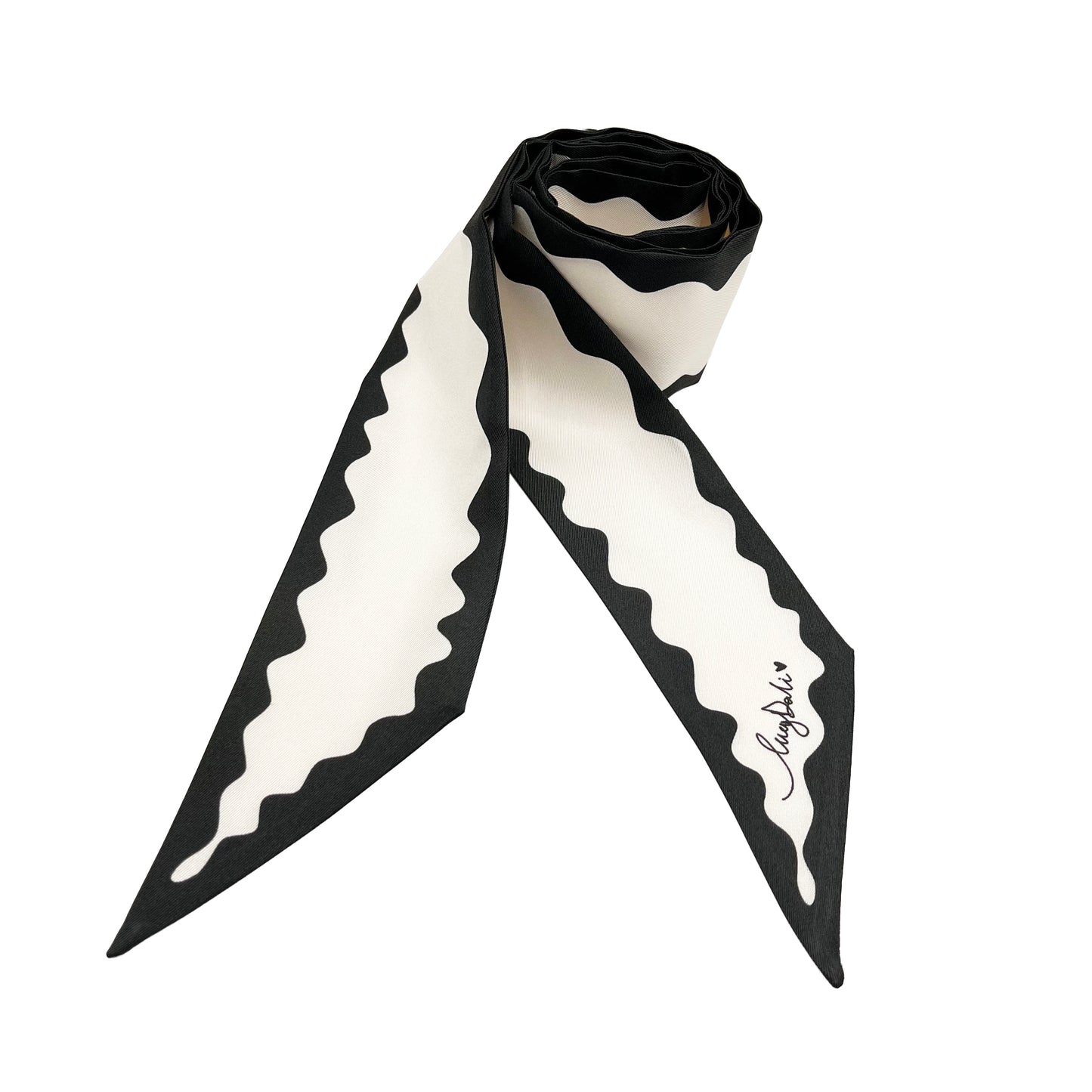 Foulard fin 100 % soie de mûrier de qualité supérieure - Motif chat et fleur rose