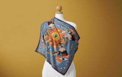 Foulard carré 100 % soie de mûrier de qualité supérieure - Motif 76 x 76 cm